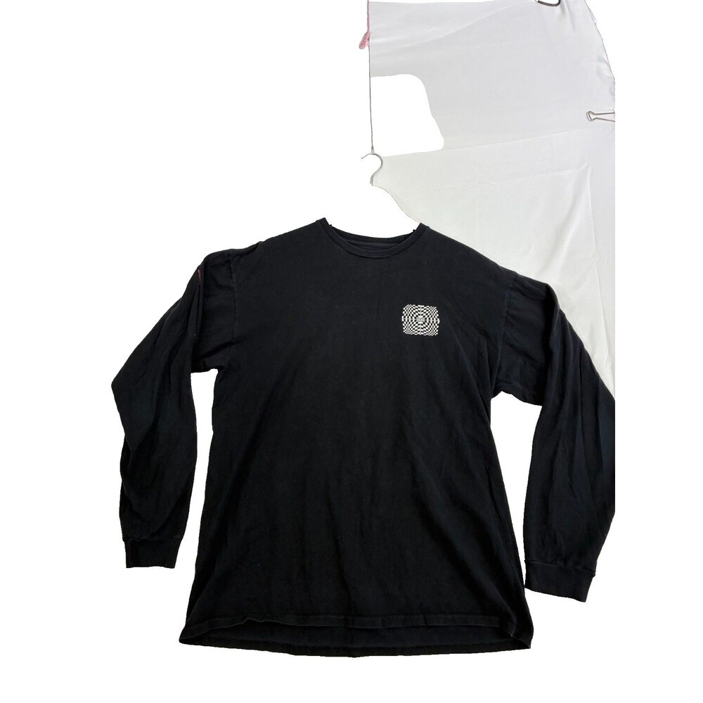 Vans Mens XL Black Long Sleeve Shirt Checkerboard Off The Wall Graphic Cotton